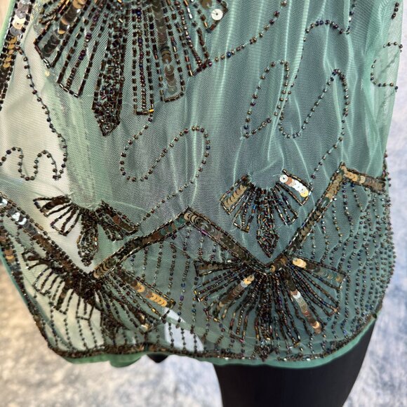 Yellow Chair Beaded Sheer Art Deco Vest - L - Picture 2 of 10